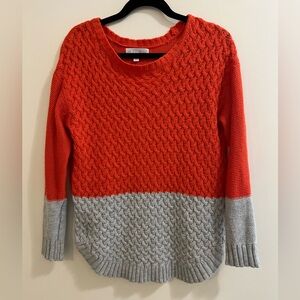 Fashion Avenue Orange and Grey blocked sweater
